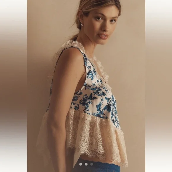 Anthropologie Blue Lace Swing Cami Sz XL - Picture 4 of 10